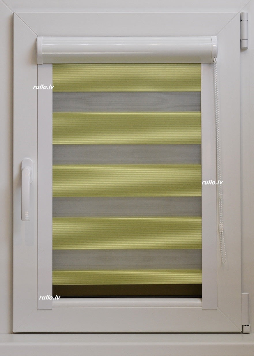 Diena–nakts kasešu žalūzijas STRIPE — zaļš tonis OPEN