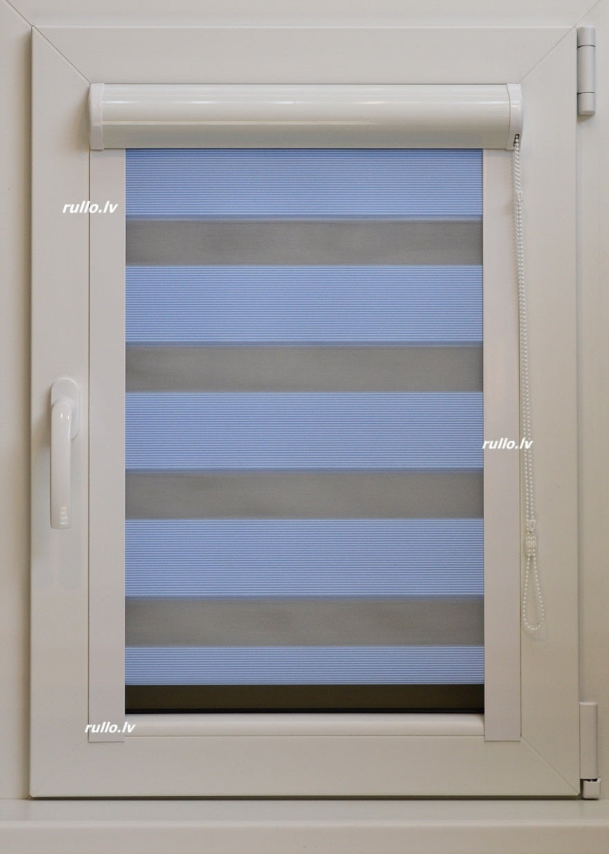 Diena–nakts kasešu žalūzijas STRIPE — zils tonis OPEN