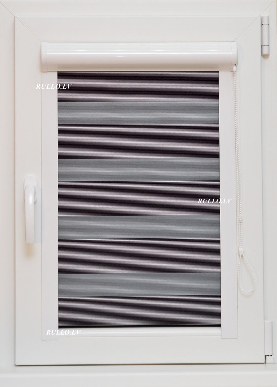 Diena–nakts kasešu žalūzijas STRIPE — melns tonis open