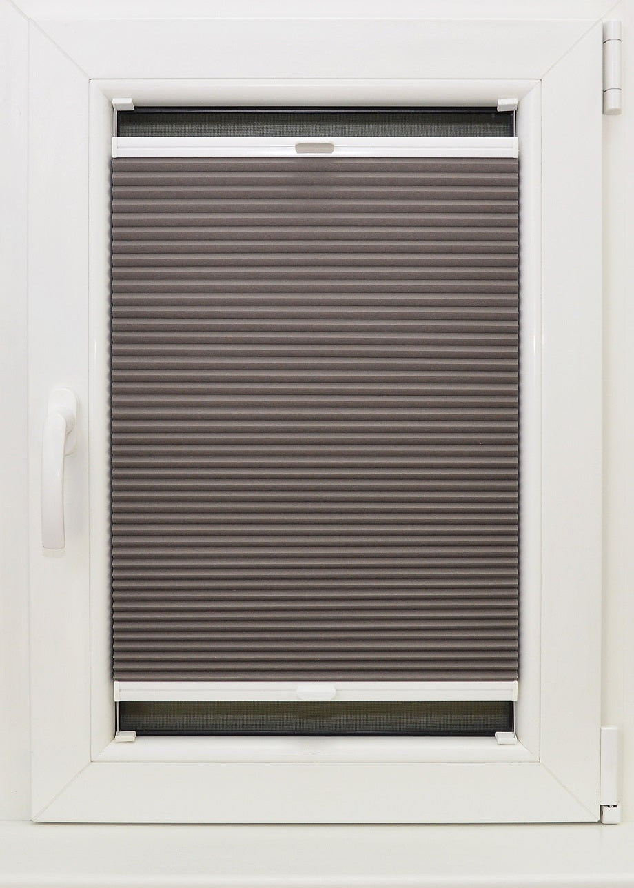 plisētās žalūzijas HONEY COMB tumši pelēks tonis open