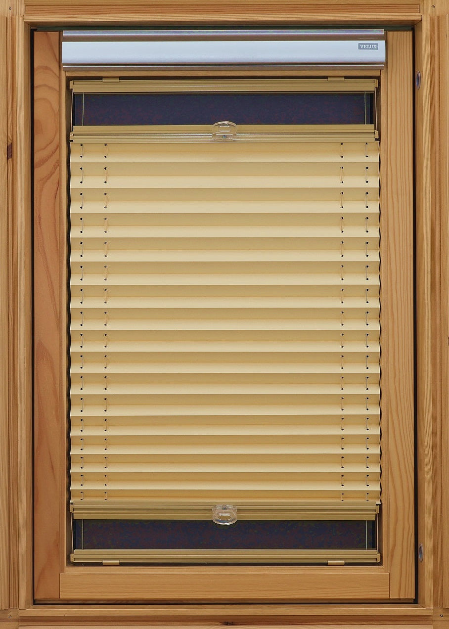 plisētas žalūzijas jumta logiem STOKHOLM gaiši dzeltes tonis open