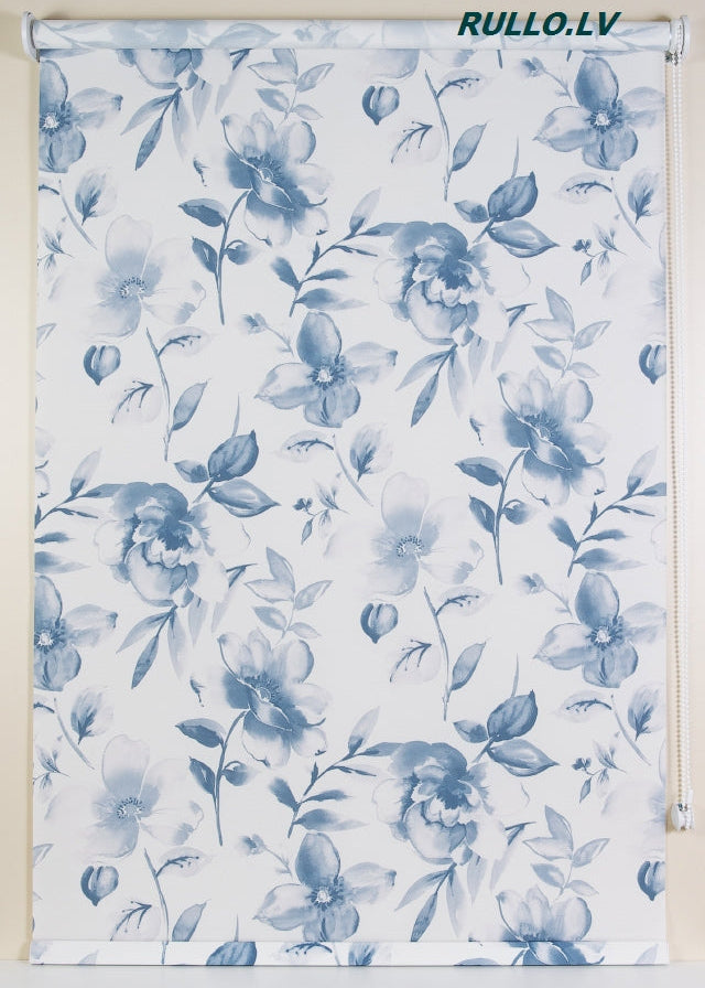 Rullo žalūzijas Water Flower Blue ziedu raksts