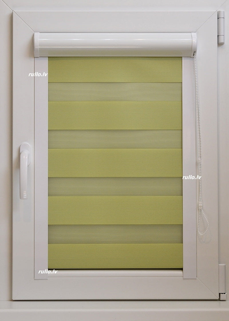 Diena–nakts kasešu žalūzijas STRIPE — zaļš tonis CLOSE