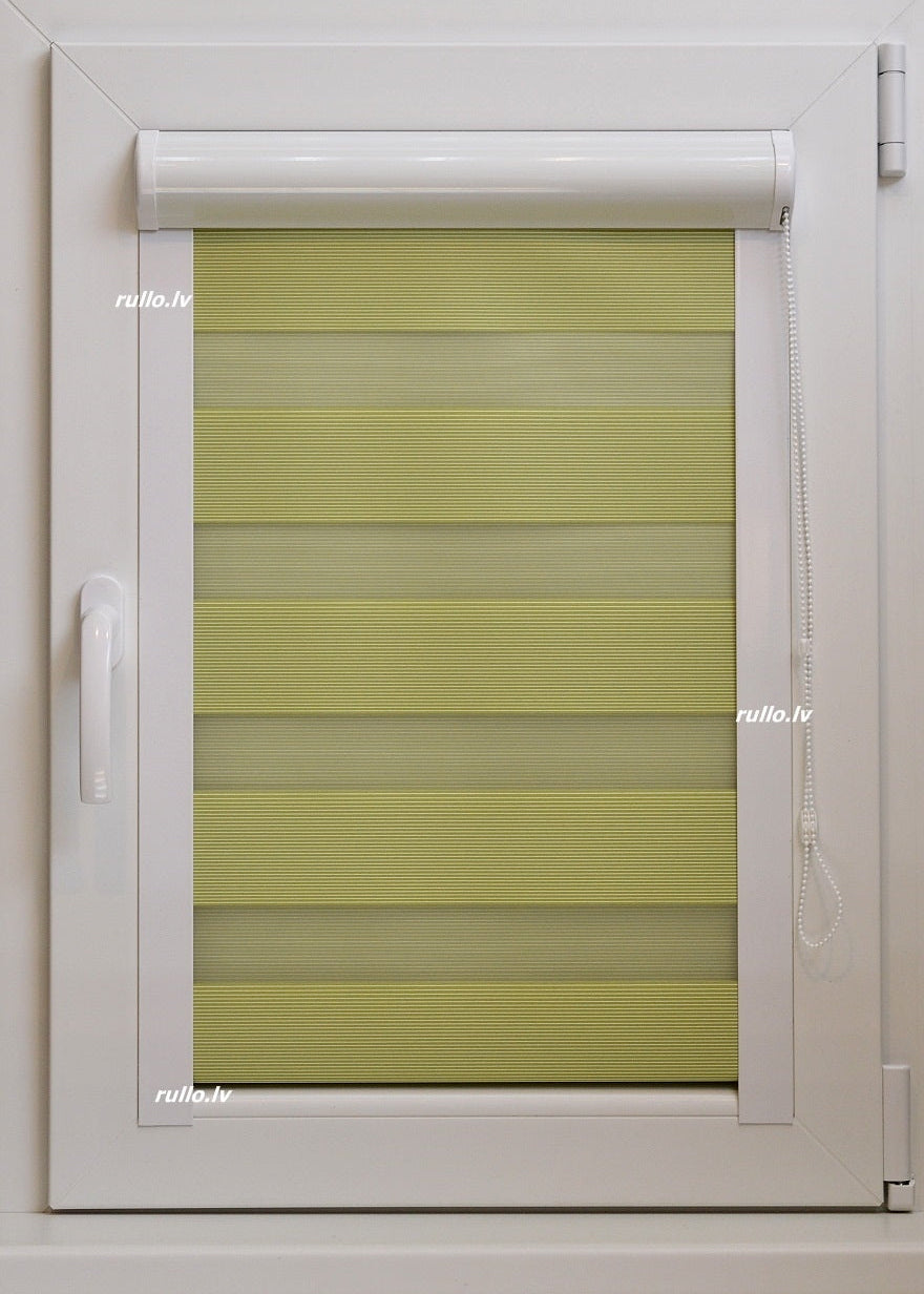 Diena–nakts kasešu žalūzijas STRIPE — zaļš tonis CLOSE