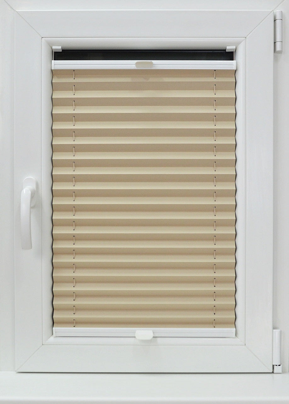 plisētās žalūzijas JAVA pelēkbēšs tonis open 1