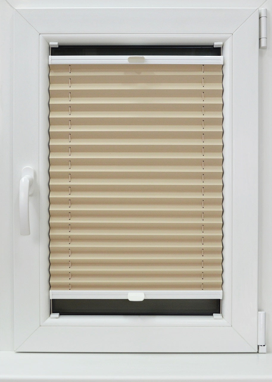 plisētās žalūzijas JAVA pelēkbēšs tonis open