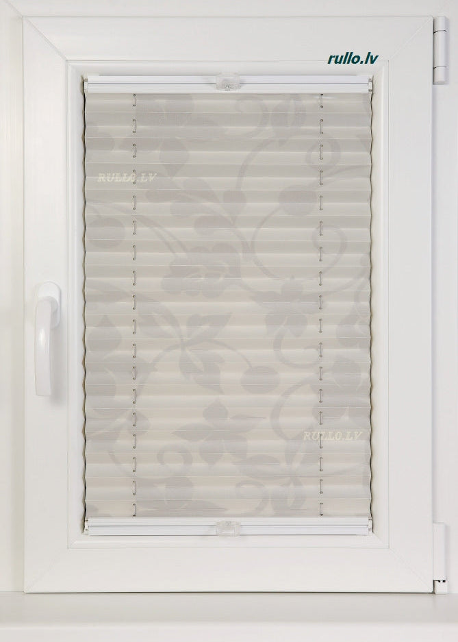 plisētās žalūzijas CALIFORNIA balts tonis ar bēšīgu rakstu