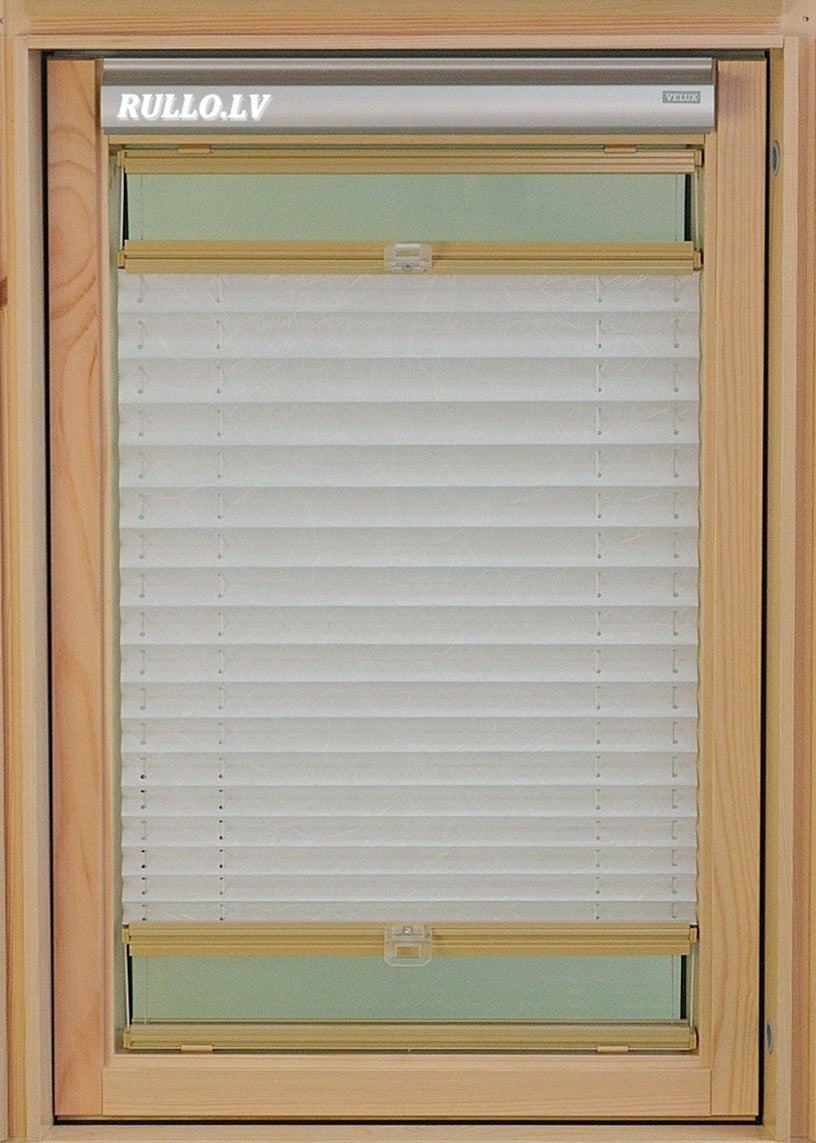 plisētās žalūzijas jumta logiem TREND PEARL balts tonis open