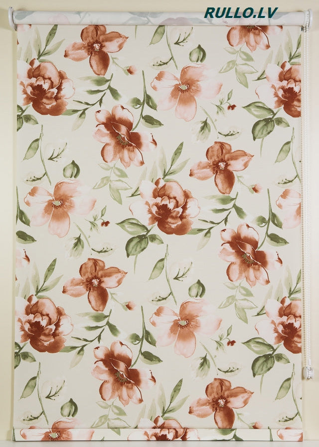 Rullo žalūzijas VERONA Copper ziedu raksts