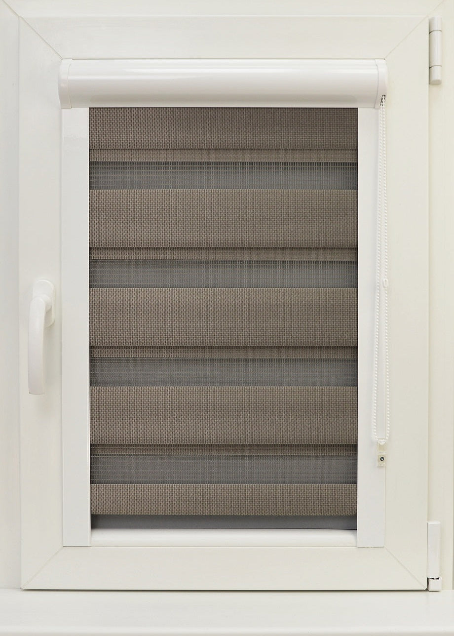 Diena–nakts kasešu žalūzijas ORLEAN - pelēk‑brūns tonis open