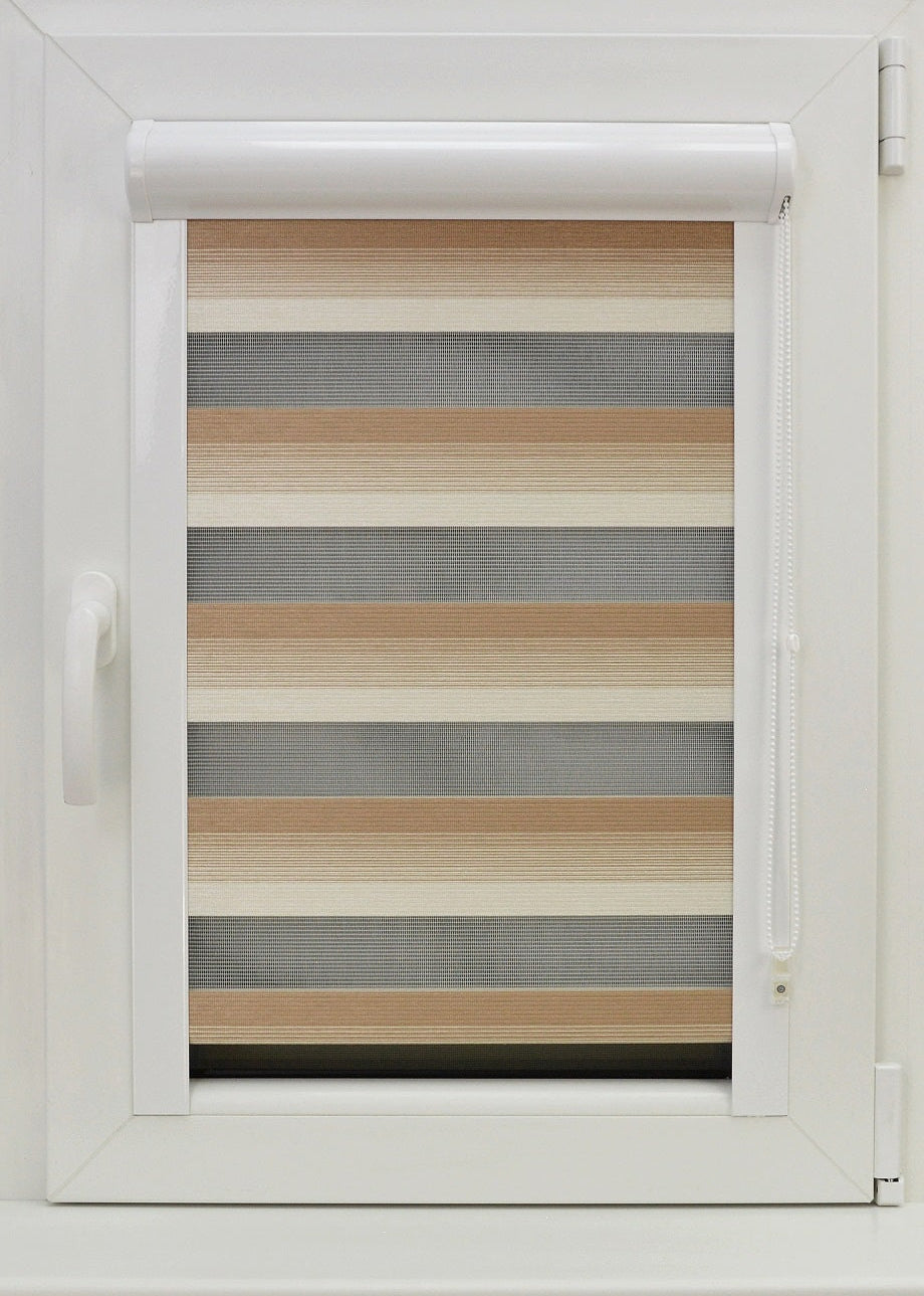 Diena–nakts kasešu žalūzijas RV - bēšs‑gaiši brūns tonis open