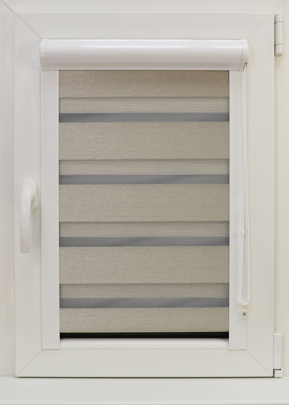 Diena–nakts kasešu žalūzijas DN BO605 — pelēkzaļa metāla tonis open 