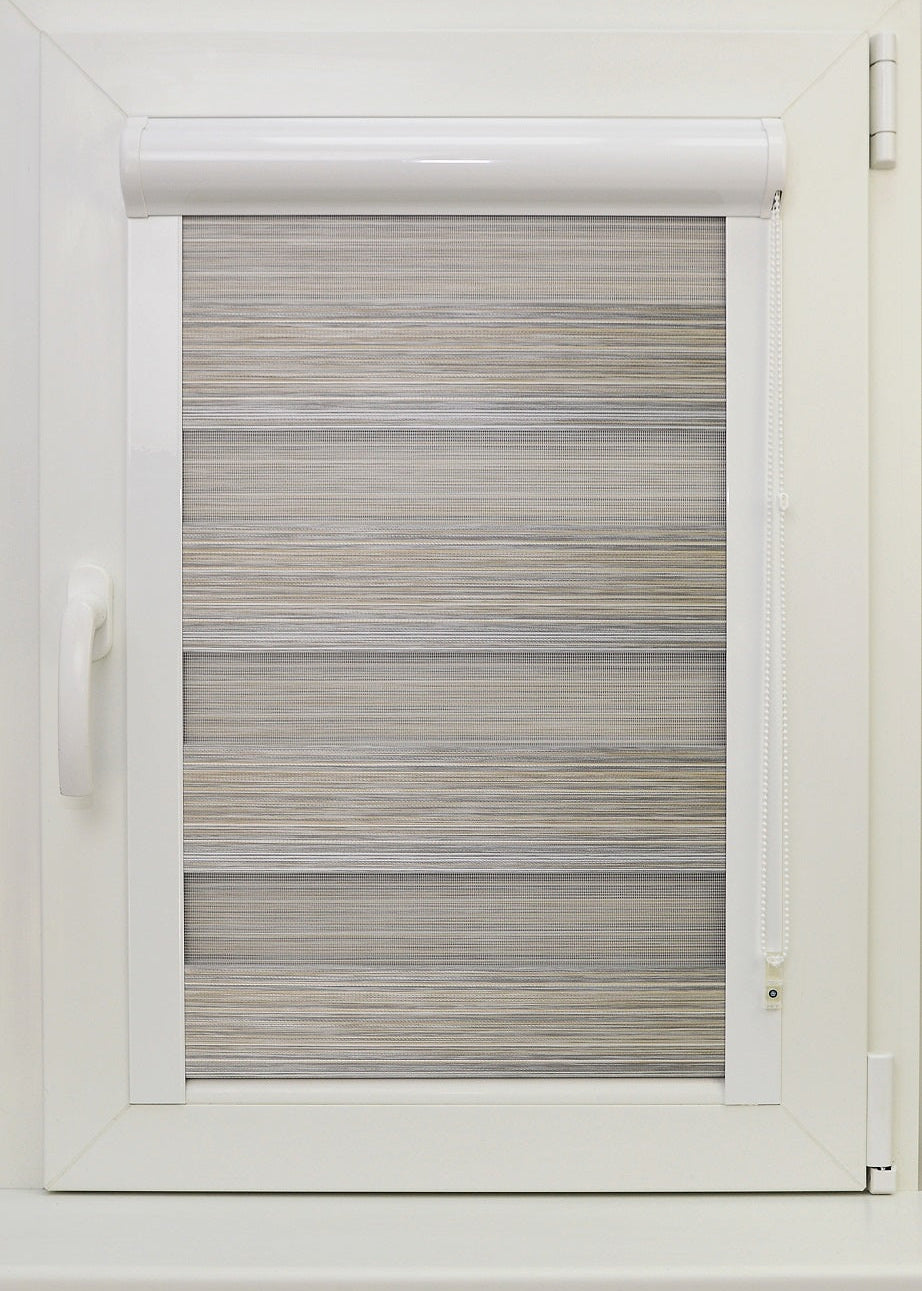 Diena–nakts kasešu žalūzijas FANCY — pelēk‑bēšs tonis