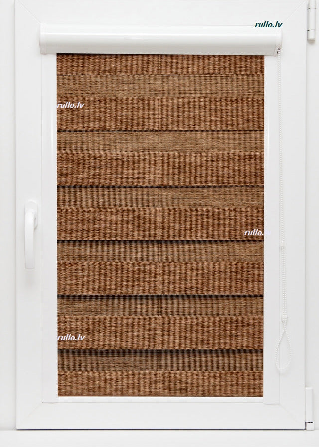 Diena–nakts kasešu žalūzijas LUXURI — rūda koka tonis CLOSE
