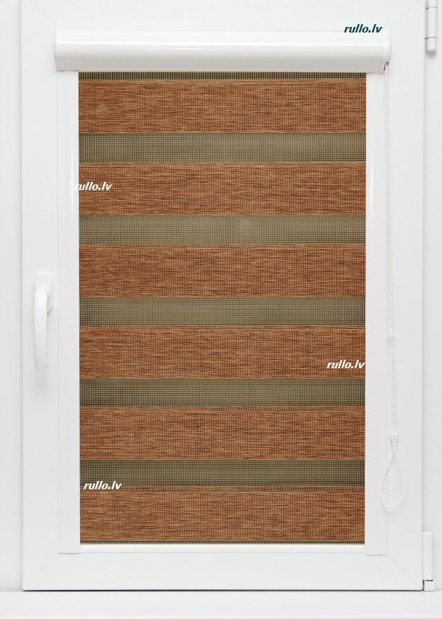 Diena–nakts kasešu žalūzijas LUXURI — rūda koka tonis OPEN